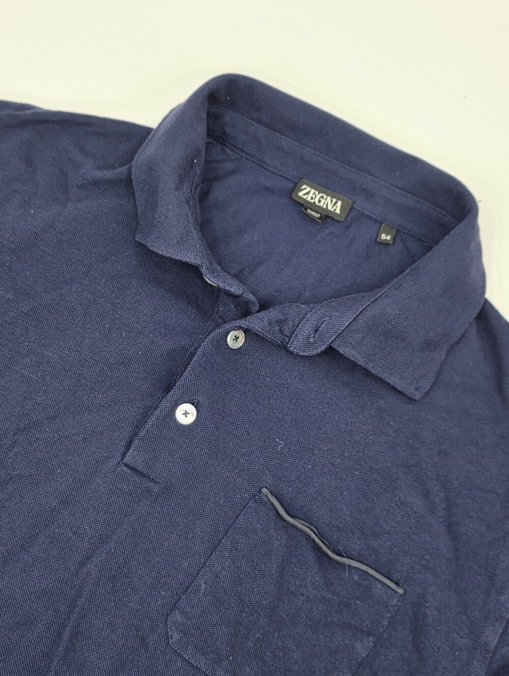 ZEGNA Navy Blue Short Sleeve Polo Shirt Men's Size 54